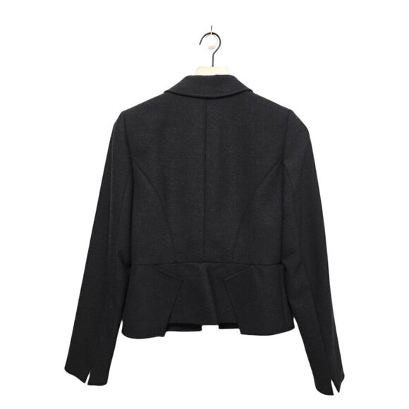 Antonio Melani Gray Single Breasted Peplum Pleated Crop Blazer Sz 2 - Picture 4 of 9